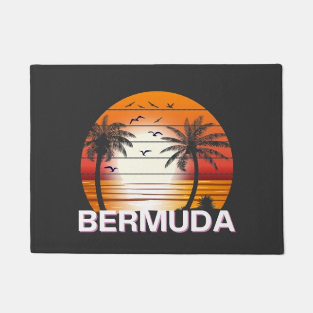 Bermuda Vintag Palm Trees Summer Beach Fußmatte (Vorderseite)