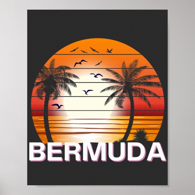 Bermuda Vintag Palm Trees Summer Beach Poster (Vorne)