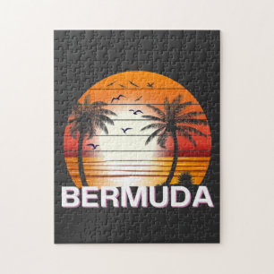 Bermuda Vintag Palm Trees Summer Beach Puzzle