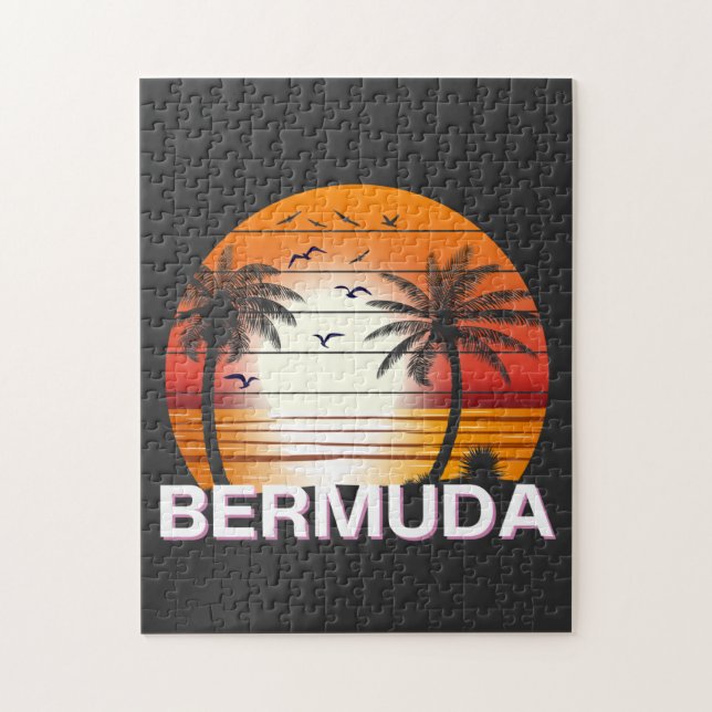 Bermuda Vintag Palm Trees Summer Beach Puzzle (Vertikal)