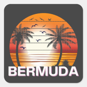 Bermuda Vintag Palm Trees Summer Beach Quadratischer Aufkleber