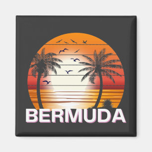 Bermuda Vintage Palmen Sommer Strand Magnet