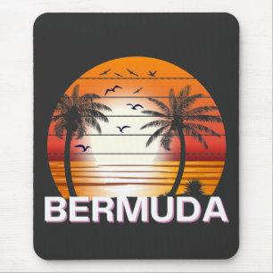 Bermuda Vintage Palmen Sommer Strand Mousepad