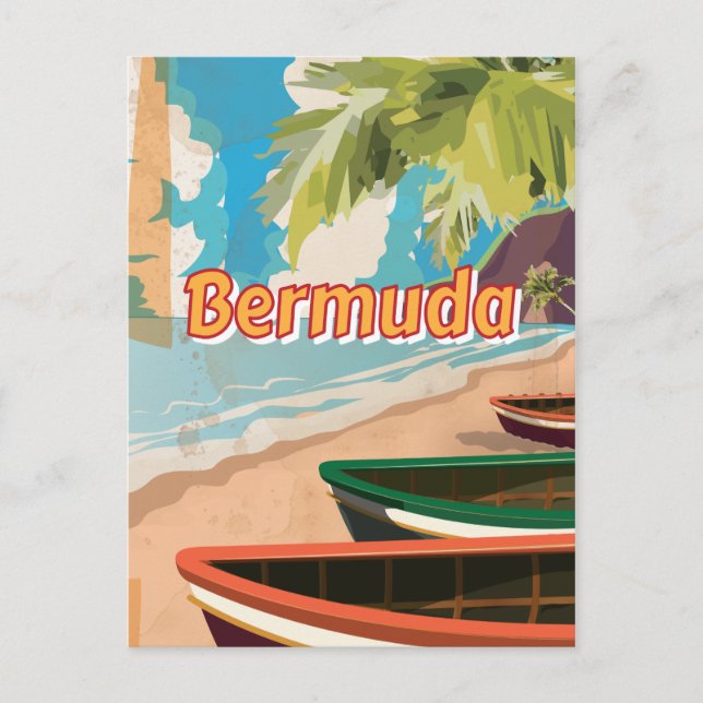 Bermuda Vintage Reiseplakat Postkarte (Vorderseite)