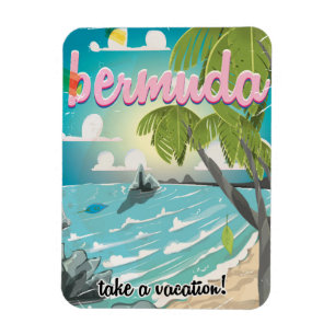Bermuda Vintage-Reiseposter-Cartoon Magnet