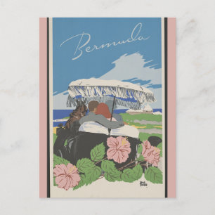 Bermuda Vintage Strand Blumen Reise Postkarte