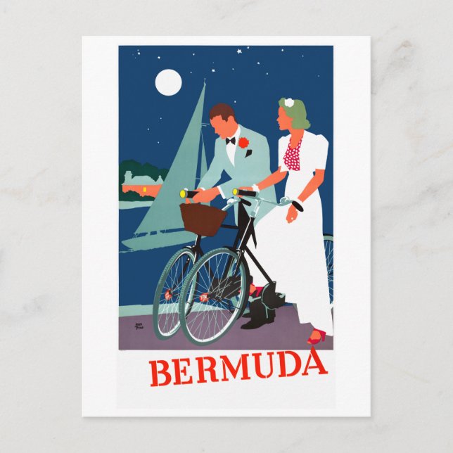 Bermuda Vintage Travel Poster Zurück Postkarte (Vorderseite)