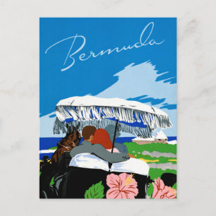 Bermuda Vintage Travel Poster Zurück Postkarte