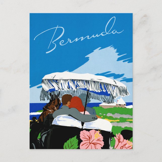 Bermuda Vintage Travel Poster Zurück Postkarte (Vorderseite)