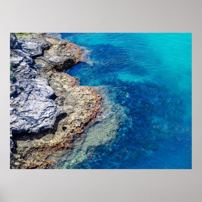 Bermuda Waters & Rocky Shoreline Poster Print (Vorne)