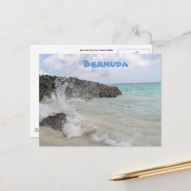 Bermuda-Welle Postkarte (Vorderseite/Rückseite Beispiel)