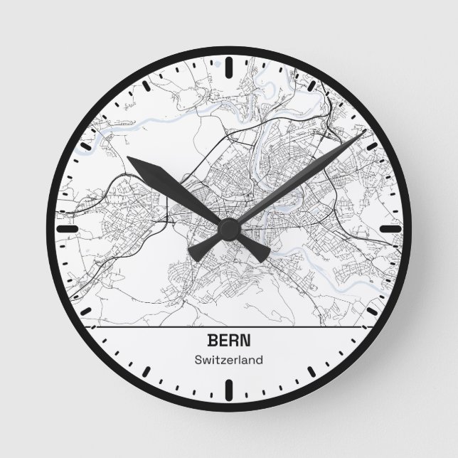 Bern Clock City Line Art Runde Wanduhr (Vorderseite)