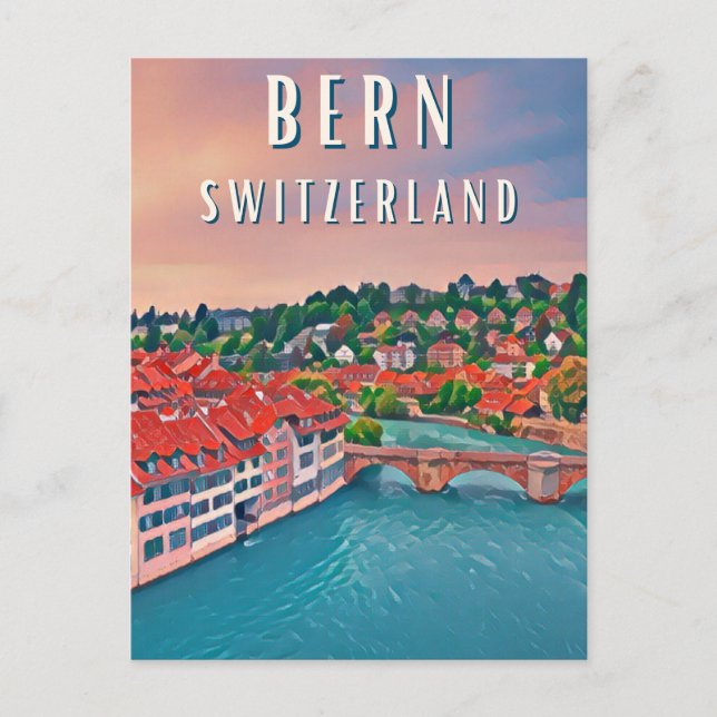 Bern im Herzen der Schweizer Alpen Postkarte (Vorderseite)