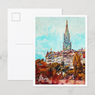 Bern Schweiz Schöne Ölmalerei Stadt Postkarte