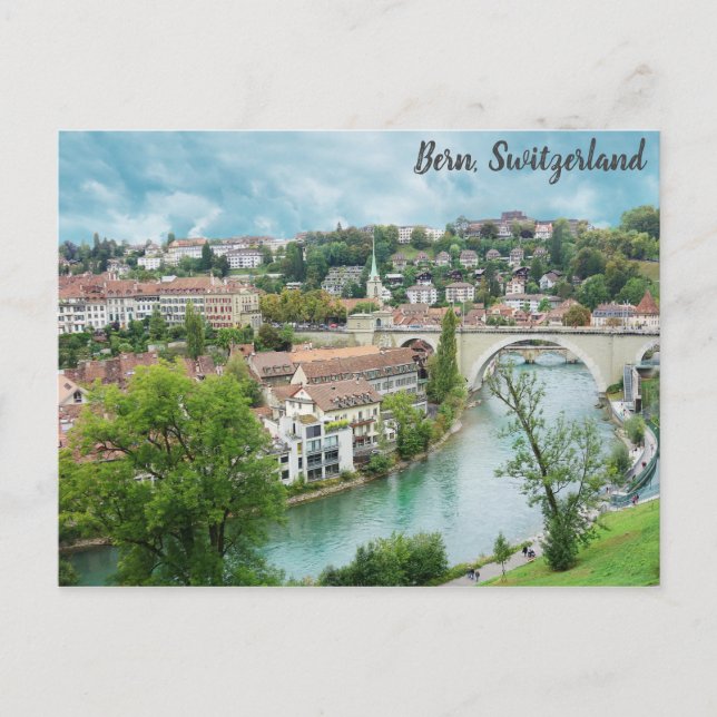 Bern Schweiz Schweizer Foto Aare Postkarte (Vorderseite)