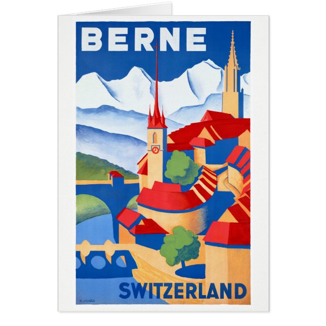 Bern Schweiz Vintage Reiseplakat neu gestaltet (Vorne)
