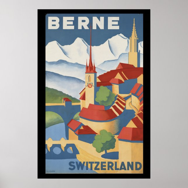 Bern Schweiz Vintage Travel Poster (Vorne)