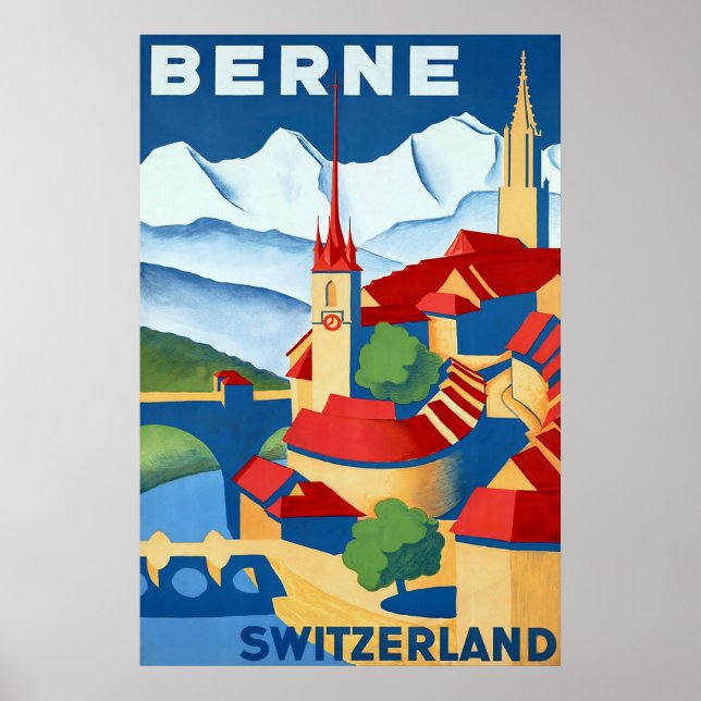 Bern ~ Schweiz ~Vintages Swiss Travel Poster (Vorne)