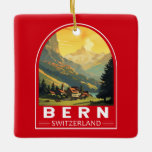 Bern Switzerland Travel Art Vintage Keramikornament<br><div class="desc">Bern retro vector travel design. Bern,  the capital city of Switzerland,  is built around a crook in the Aare River.</div>