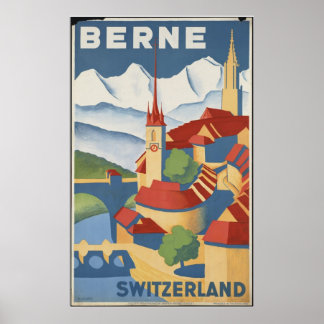 Bern Switzerland Vintage Travel Poster Ad Retro