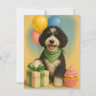 Bernadoodle Birthday Postkarte