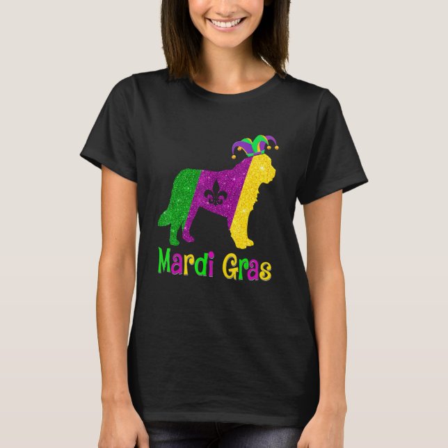 Bernard Dog Lover Mardi Gras Carnival Jester T-Shirt (Vorderseite)