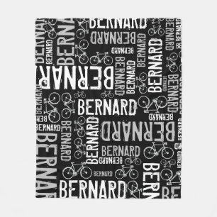 Bernard Personalisiert Name and Bikes Black-White Fleecedecke