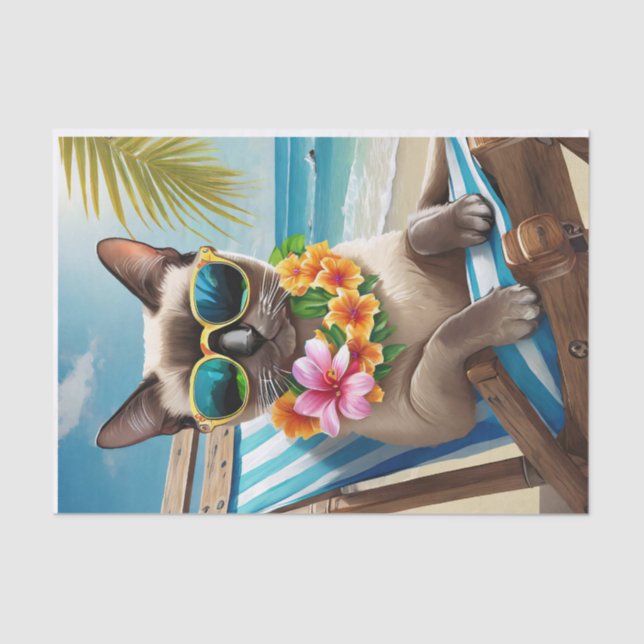 Bernard Surf & Sand, Beachy Siamese Cat Seidenpapier (Vorderseite)