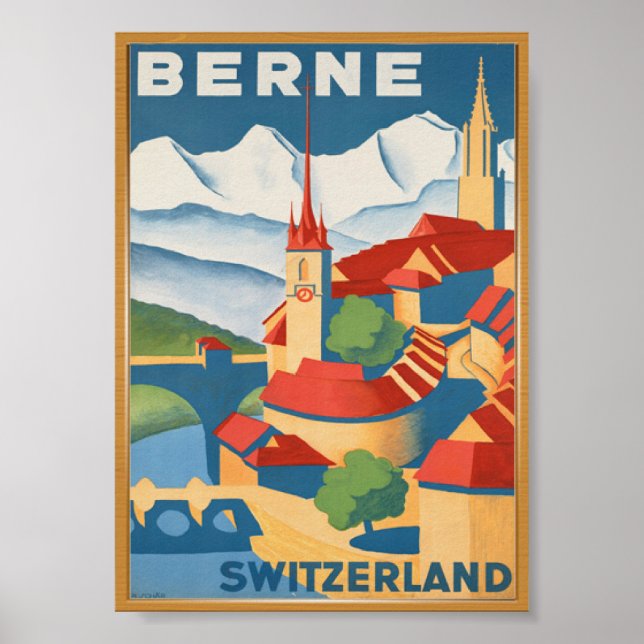 BERNE Switzerland Vintage Travel Poster (Vorne)