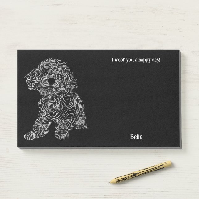 Bernedoodle Abstrakt Art Dog Name Post-it Klebezettel (Auf Schreibtisch)