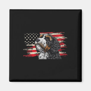 Bernedoodle American Flag Hund mehr als 4. Juli Magnet