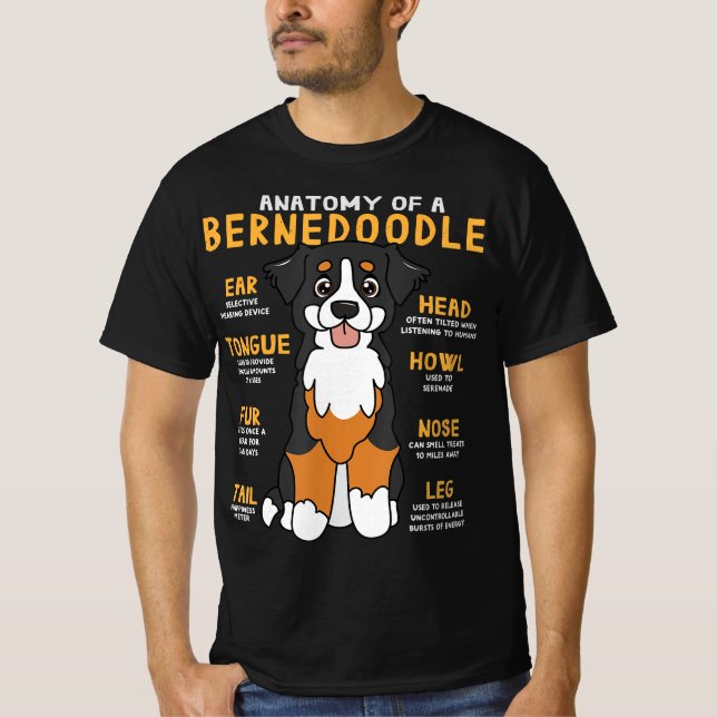 Bernedoodle Anatomie Funny Dog Mama Vater Niedlich T-Shirt (Vorderseite)