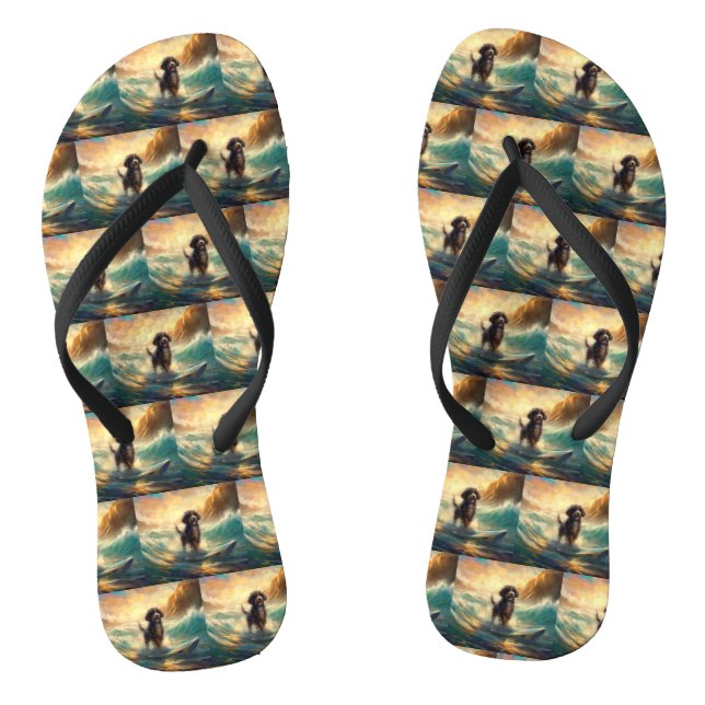 Bernedoodle Beach Surfen Malerei Flip Flops (Fußbett)