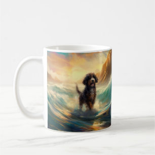Bernedoodle Beach Surfen Malerei Kaffeetasse