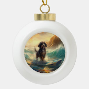 Bernedoodle Beach Surfen Malerei Keramik Kugel-Ornament