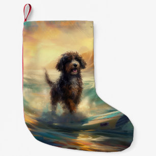 Bernedoodle Beach Surfen Malerei Kleiner Weihnachtsstrumpf