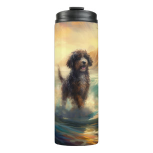 Bernedoodle Beach Surfen Malerei Thermosbecher