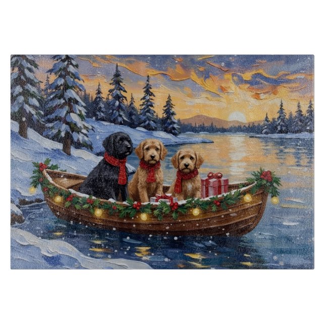 Bernedoodle Christmas Boat Holiday Schneidebrett (Vorderseite)