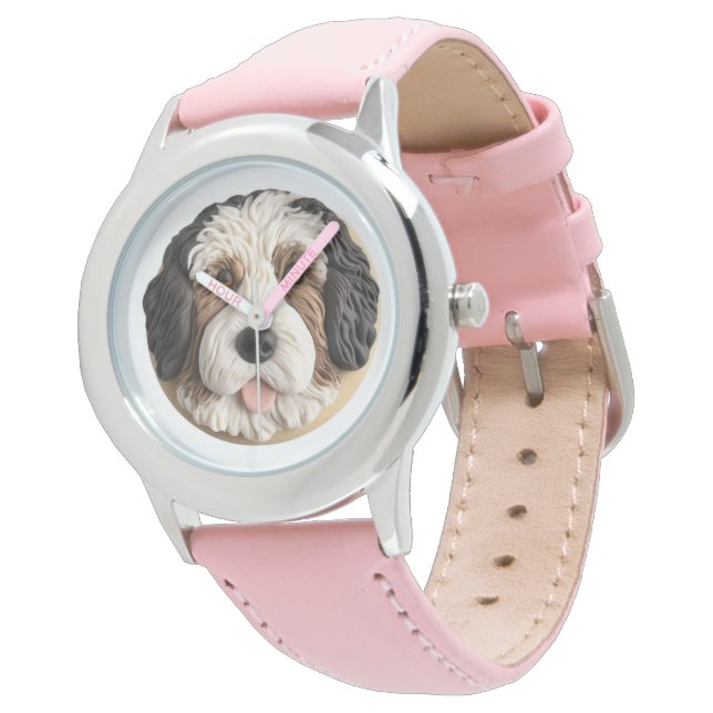Bernedoodle Dog 3D Inspiriert Armbanduhr (Schrägansicht)