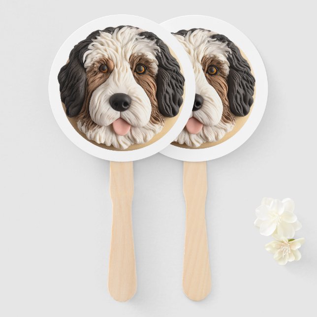 Bernedoodle Dog 3D Inspiriert Fächer (Vorne und Hinten)