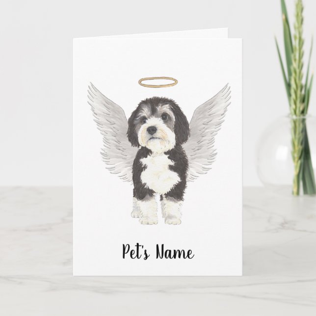 Bernedoodle Dog Beileid Memorial Karte (Vorderseite)