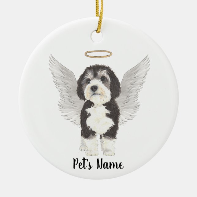 Bernedoodle Dog Beileid Memorial Keramik Ornament (Vorne)