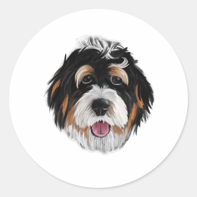 Bernedoodle Dog Face Runder Aufkleber (Vorderseite)