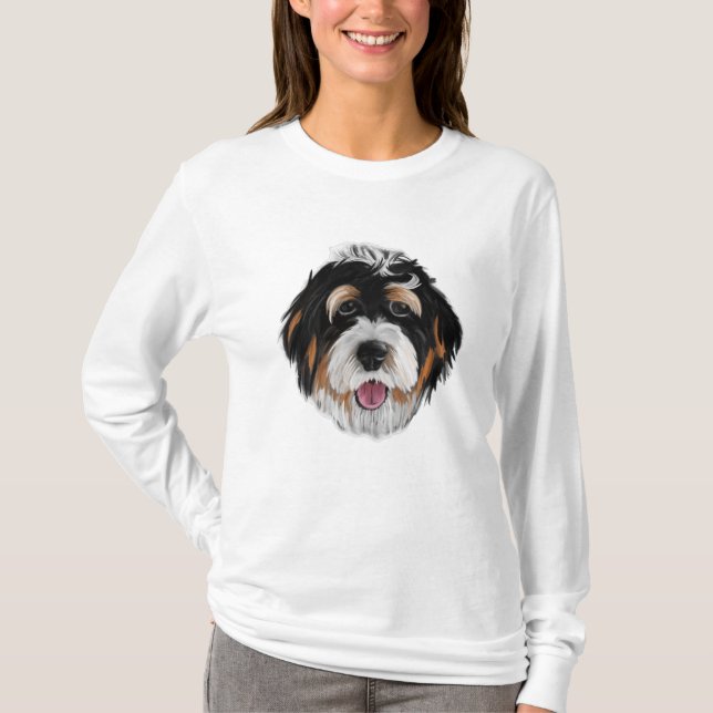 Bernedoodle Dog Face T-Shirt (Vorderseite)