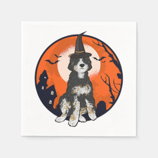 Bernedoodle Dog Halloween T - Shirt Serviette