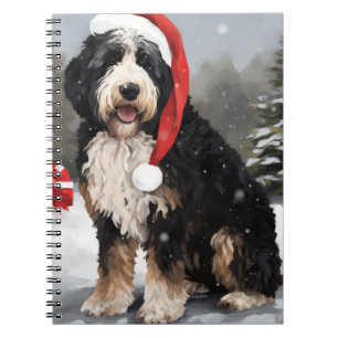 Bernedoodle Dog in Schnee Weihnachten Notizblock