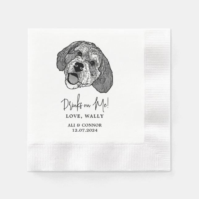 Bernedoodle Dog Personalisiert Drinks am Me Napkin Serviette (Vorderseite)
