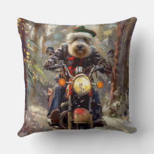 Bernedoodle Dog Riding Motorrad Weihnachten Kissen