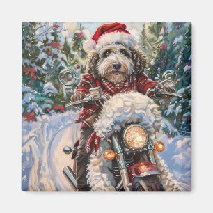 Bernedoodle Dog Riding Motorrad Weihnachten Magnet