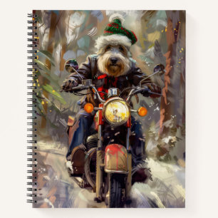 Bernedoodle Dog Riding Motorrad Weihnachten Notizbuch